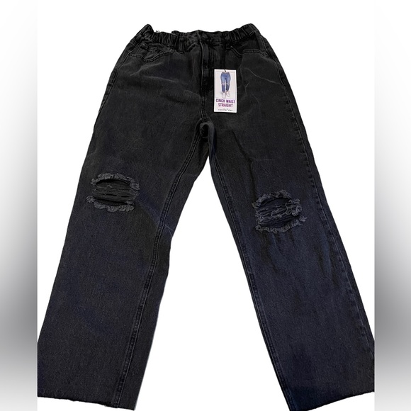 Vanilla Star Denim - Vanilla Star | Cinch Waist Distressed Straight Leg Jeans  Super High R 28W Sz7